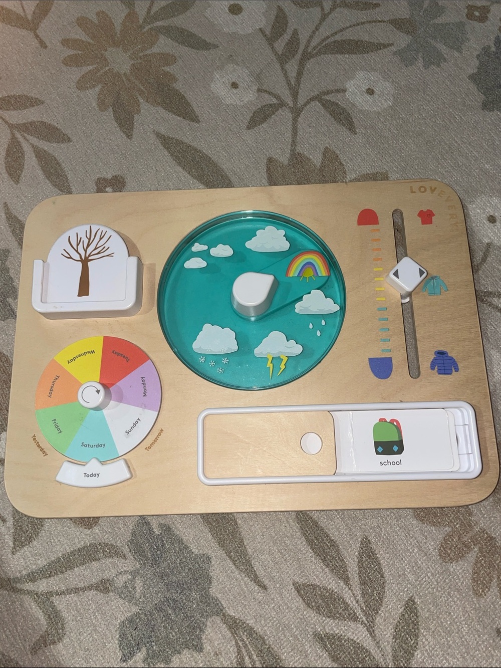 Lovevery Montessori Wooden Weather & Routine Plan Ahead Activity Board for Kids